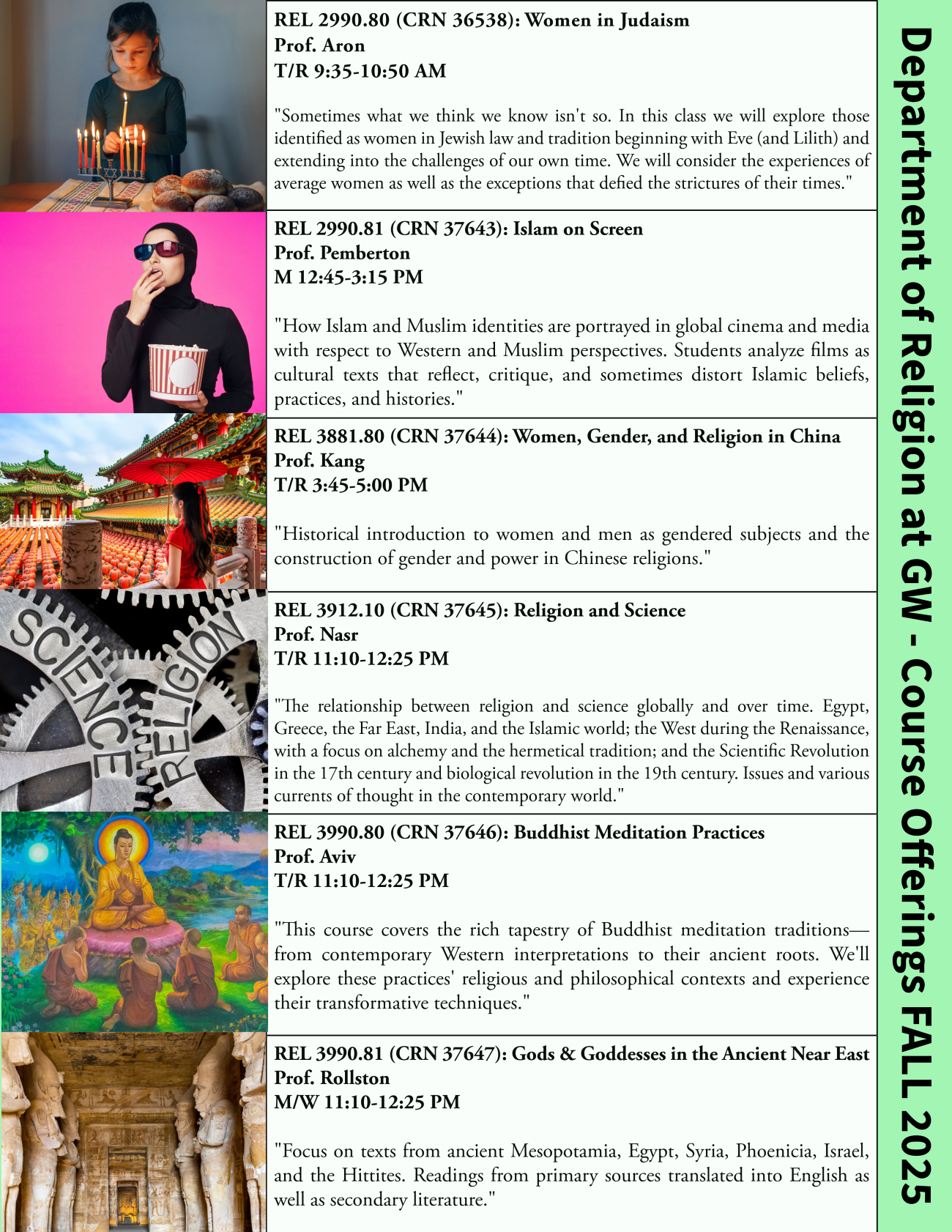 Flyer for the REL Department Fall 2025 Course Offerings, Part II